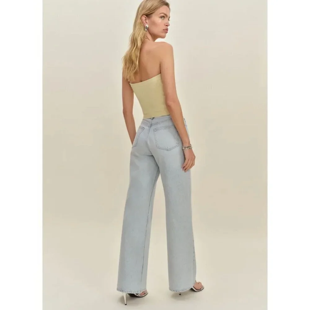 Reformation Cary High Rise Slouchy Wide Leg Jeans Shasta Light Wash Size 32
